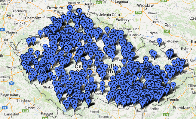 Mapa solárních elektráren v České republice